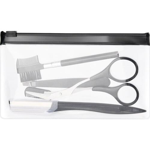 4pcs Grooming With Razor Tweezer Makeup Tool Comb Scissor Hair Remover Stainless Steel Epilator Eyebrow Trimmer Kit Face Clip