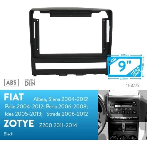 9 inch Car Radio Fascia for FIAT Albea, Siena, Palio 2004-2012; Perla 2006-2008 Panel Dash Kit Adapter Bezel Console Plate Facia