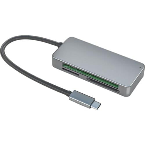 H054 Aluminum 3-Slot Card Reader 3 in 1 USB 3.0/Type-C to CF TF SD Multi-Card Reader Adapter for Linux PC Laptop Phone Tablet