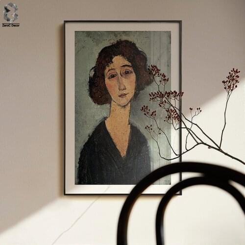 Amedeo Modigliani of Italy Artist Canvas Art Poster and Print Girl Portrait Wall Painting Picture for Living Room Home Decor