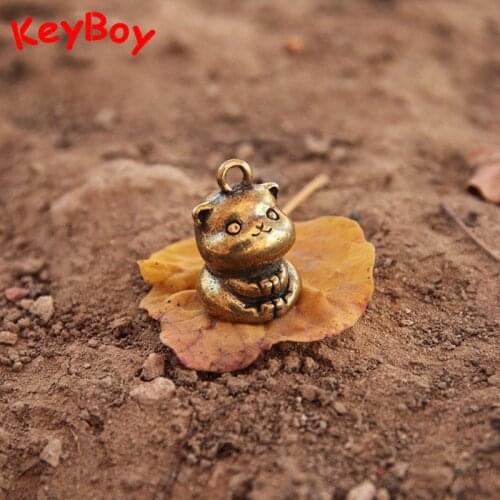 Lucky Cat Keychains Cute Animal Car Key Pendants Accessories Vintage Copper Keyrings DIY Hangings Jewelry Fashion Friends Gifts