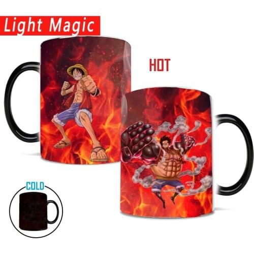 One piece gear 4 luffy Ace Zoro mug color changing magic coffee mugs cup moring milk cup mugs gift