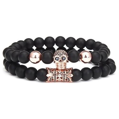 Skull 8mm bohemian multicolor Agate beads Chakra Reiki Buddha Yoga Bracelet elastic adjustable Volcanic Stone Bangles ikg5f