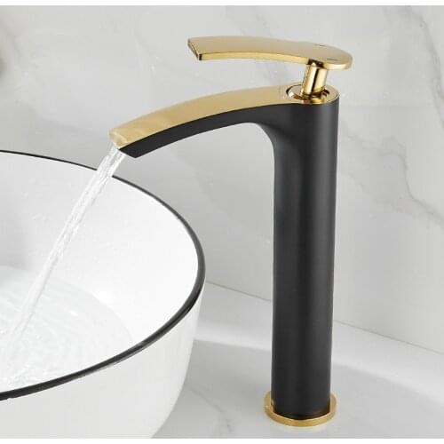 Black Bathroom Faucet Brass Gold Black Bathroom Basin Faucet Cold And Hot Water Mixer Sink Tap Deck Mounted White & Gold Tap