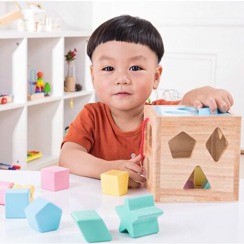 Wooden Toy Shape Sorter Developmental Blocks Geometry Learning Toys Gifts