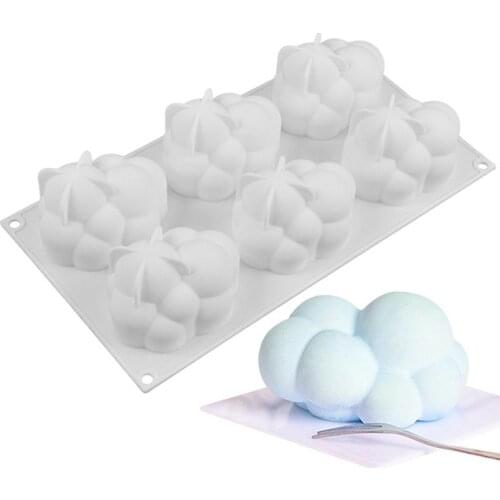 Creative White 3D Cloud Silicone Mold 6 Cavities DIY Mousse Cake Mold Dessert Mold For DIY Baking Candy Maker Mousse Mould