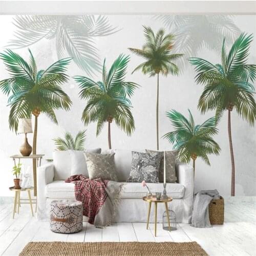 Custom 3D wallpaper mural Nordic green plants small fresh hand-painted living room bedroom background wall decoration wallpaper