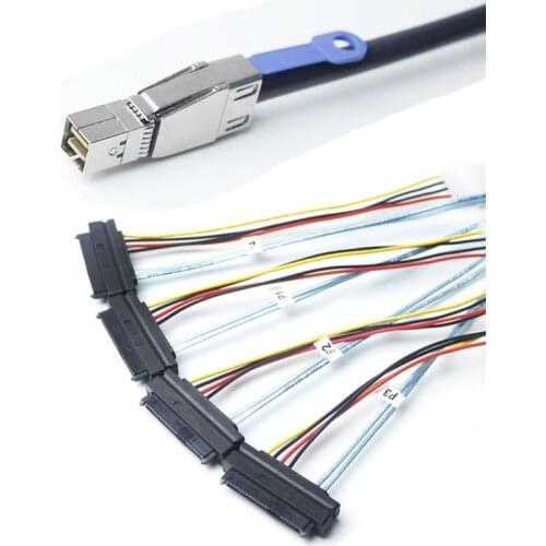 ULT-BEST Mini SAS HD (SFF-8644) to 4xSAS 29 Pin Female(SFF-8482) With 4 Pin Power Cable 1M