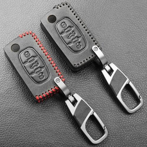 Leather Case keychain for Peugeot 208 207 308 RCZ 408 407 307 206 for Citroen C4 C5 C3 C2 C4L Xsara Picasso Car Flip Key Cover