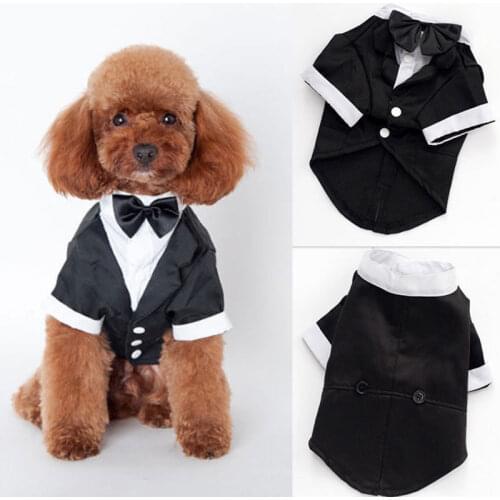 Pet Dog Cat Coats Jackets Clothing Wedding Suit Tuxedo Bow Tie Puppy Clothes Coat