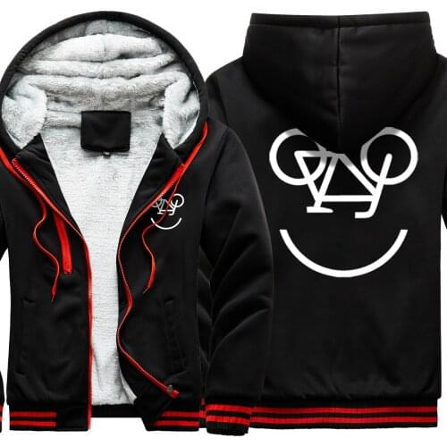 Smile Bicycle Print 2020 New Arrival Thicken Jackets For Mens Long Sleeve Dark Blue Male Clothing Korean Style Tops Zipper Homme