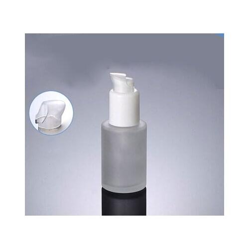 New 20ml frosted glass with white snake head shape pump Cosmetic Packaging glass bottle HOT