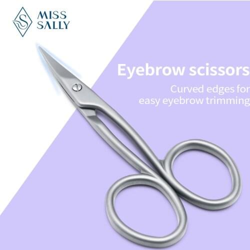 Miss Sally Facial Hair Scissors Curved Blade Frog Scissors Stainless Steel Eyebrow Eyelash Facial Hair Remover Makeup Tool