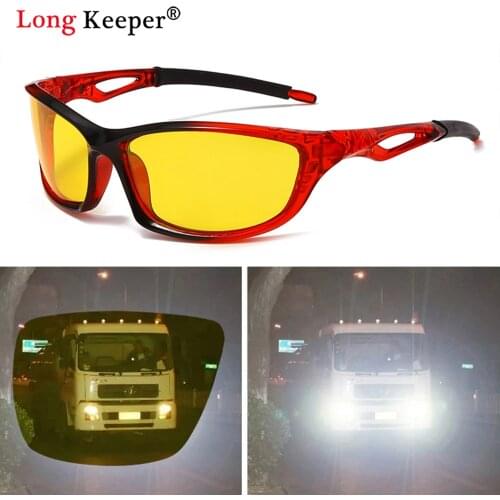 Driver Night Vision Goggles Sun Glasses Men Car Driving Glasses UV Protection Polarized Sunglasses Eyewear Anti-Glare Yellow Len