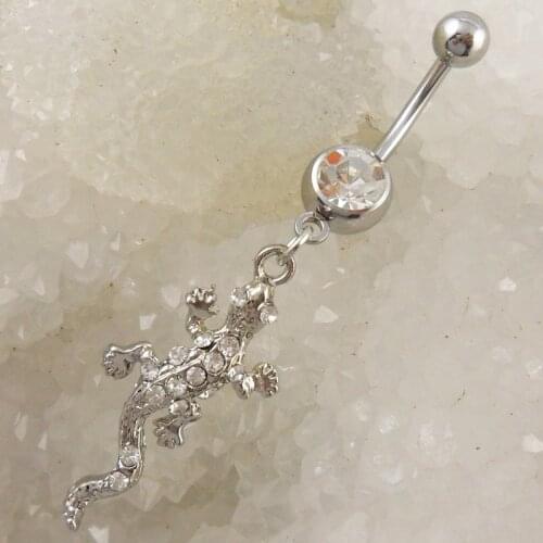 Wholesale Gecko in Clear Color Navel Belly Button Ring Body Jewelry Piercing5PC/LOT