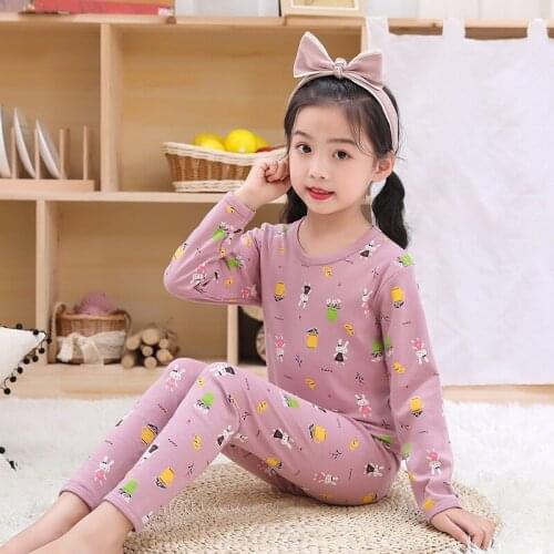 Autumn Children Pajama Sets Print Long Sleeve Tops+Pants 2Pcs Kids Cotton Sleepwear Baby Boys Nightwear Girls Pajama Suit 3-12Y