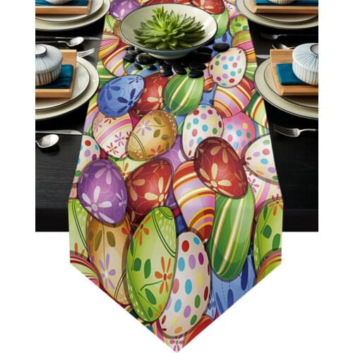 Easter Colorful Eggs Pattern Table Runner Wedding Decor Table Runner Dinning Table Decoration Tablecloth and Placemat