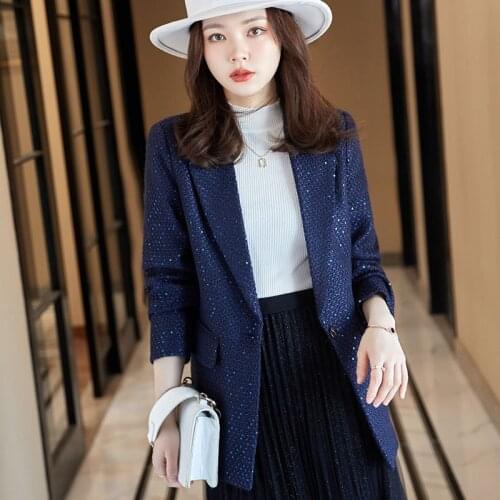 90 Kg Plus Size Popular Ladies Jacket 2021 Winter New Temperament Long-sleeved Ladies Plaid Office Suit High-end Coat Female
