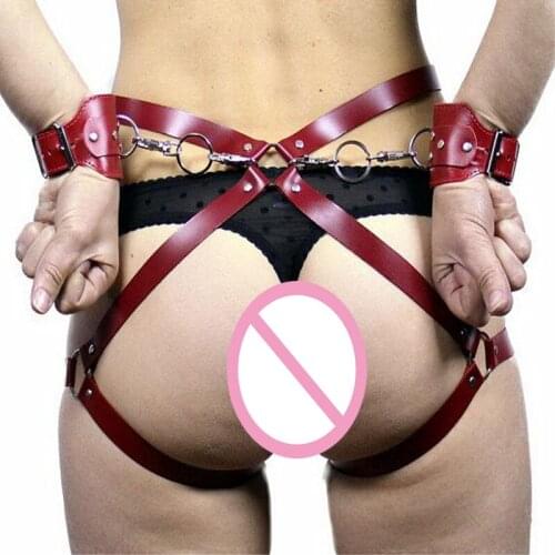 New Fashion Women men erotic harness leather belt bondage Leggings gothic punk Corset Leather metal Sexy leg garters belt Straps