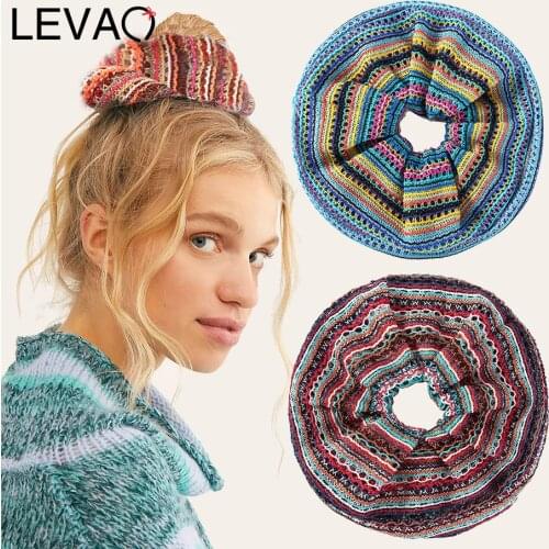 LEVAO Oversize Hair Scrunchies for Women Hollow out Hairbands Hair Rubber Colorful Spring Elastic Hair Ties Ponytail Holder
