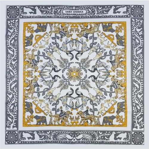 90cm Luxury Twill Silk Scarf Shawl Women Luxury Brand Hijab Scarf Bandana Handmade Curled Foulard Square Head Scarves Warps