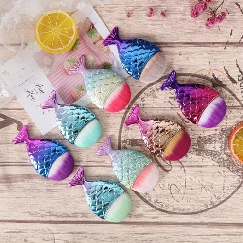Fish Tail Gradient Color Soft Hair Nail Dust Cleaning Brush Manicures Tool