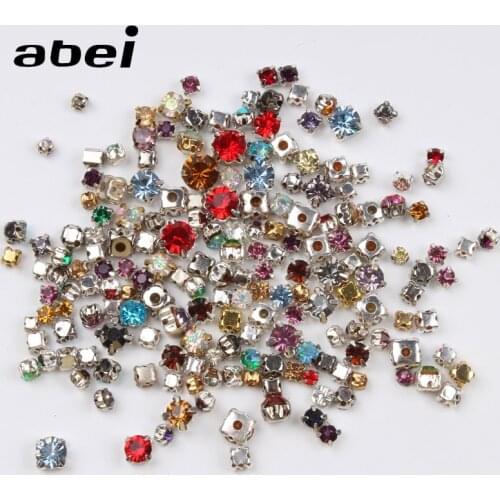 100pcs 2mm-6mm Glass Silver Back Crystal Rhinestone Claw Drill AB Sew On Rhinestones DIY Crafts Accessories
