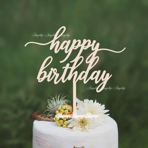 Happy Birthday Cake Topper Acrylic Letter Cake Toppers Party Supplies wood cake decoration kids birthday party decoration