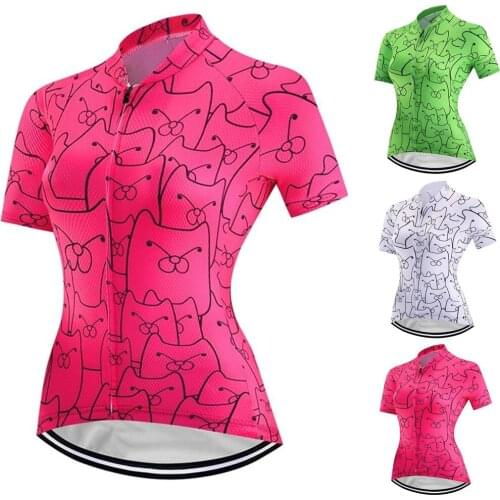 Pink Women Summer Racing Cycling Clothing Maillot Mujer Ropa Ciclismo Short Sleeve Cycling Jersey mtb Bike Jersey Shirt 3 colors