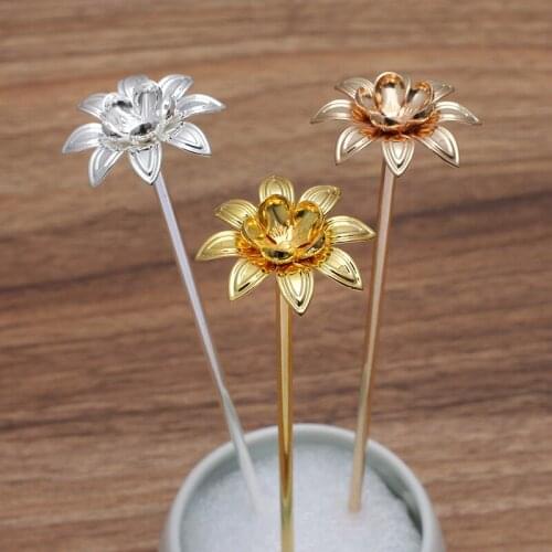 10pcs/lot Copper Flower 3 Color Alloy Hairpin Chinese Hair Sticks Bridal Hair Fork Hair Accessories For Women