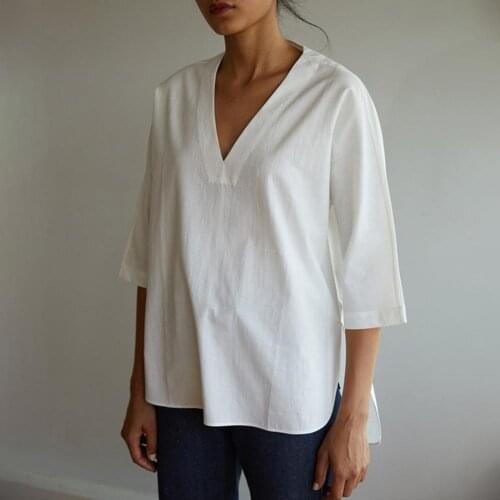 2021 Summer Womens Blouse Casual Solid Plus Size 3XL Ladies V Neck Shirts Mujer Camisetas Summer Holiday Tops Blusa Femininas