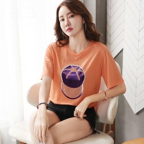 2020 fashion Round O Neck Letter Logo Rib Contrast Patchwork Loose T-shirt for Women Short Sleeve