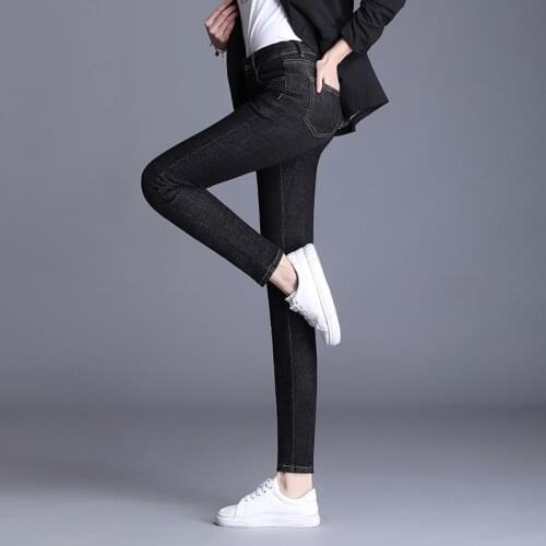 Womens pants autumn traf Pants Korean version of black tight-fitting slim jeans high-waist slimming all-match y2k Womens jeans