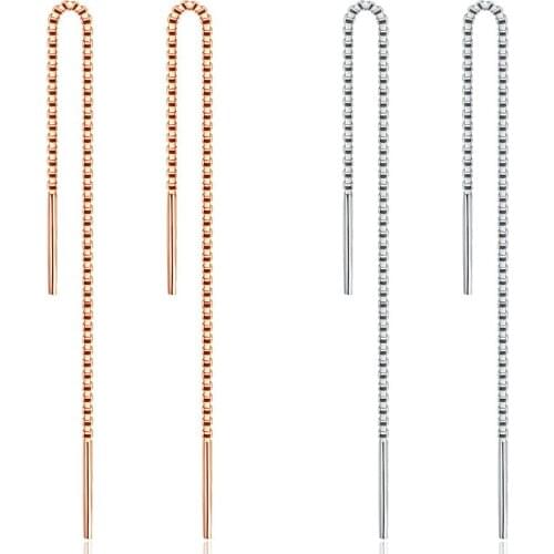 AIYANISHI 925 Sterling Silver Ear Line Earrings Genuine Real Pure Solid 925 Sterling Silver Stud Female Earrings Bijoux Gift