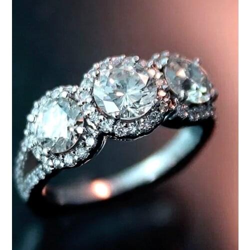 Huitan Triple Round Cubic Zirconia Design Women Ring Delicate Bridal Wedding Ceremony Party Finger-ring Brilliant Luxury Jewelry