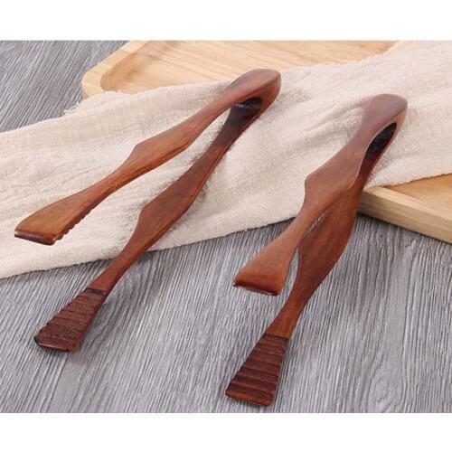 1pc 10 Inch Wood Food Tong Buffet BBQ Tong Kitchen Food Clip Clamp
