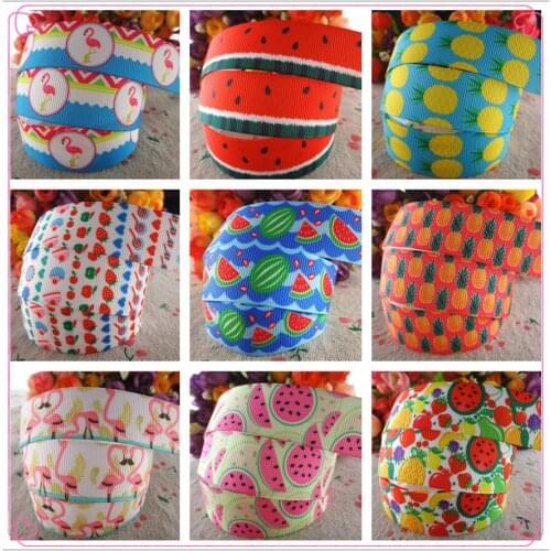 18092706, 7/8" 22mm 50 yards fruit printed grosgrain ribbons DIY hair bows handmade materials