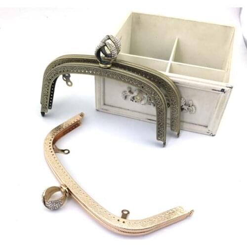 2pcs antique brass Golden arched Kiss Clasp 20.5CM Shining Diamond Ring decorate Metal purse frame DIY handmade Coin Purse bag
