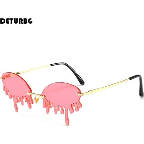 2020 Funny Oval Tears Sunglasses Women Brand Designer Metal Frame Clear Lens Retro Eyewear Party Sun Glasses Shades UV400 SG008