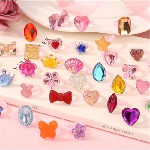 36pcs Shiny Adjustable Diamond Rings With Box Fixed Style For Girls Perfect Gift Q1FE