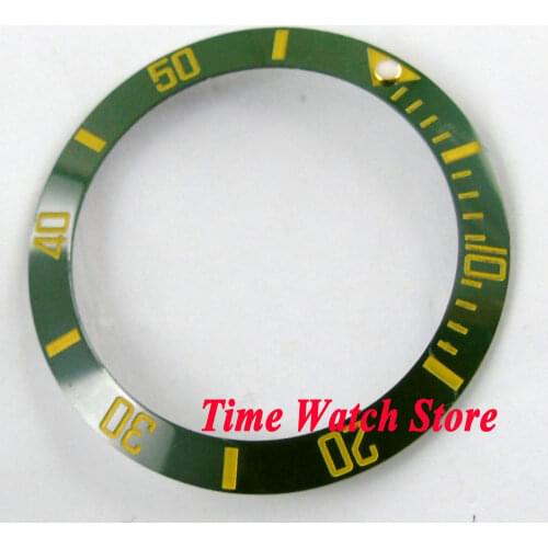 38mm green ceramic bezel yellow marks insert for 40mm mens watches 41