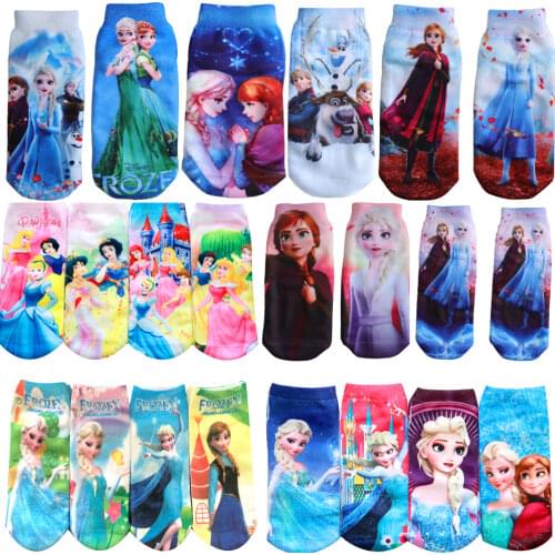 4Pairs Autumn New Children Socks Boy Girl Baby Infant Anna Elsa Cartoon Fashion Breathable Kids Socks 2-10Years Four Seasons