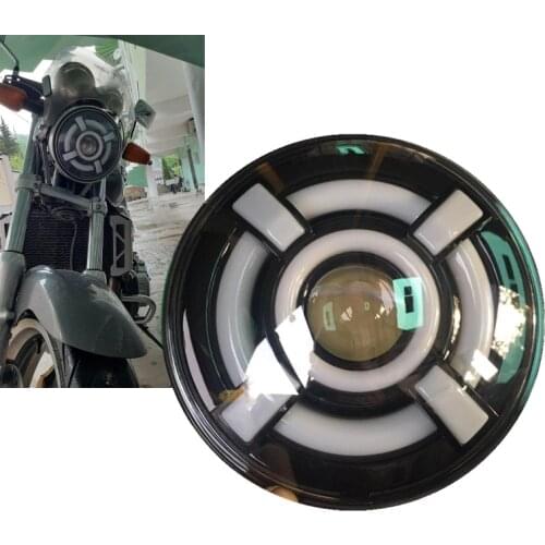 7 Inch LED Motorcycle Halo Headlights Universal Moto H4 Headlamp for Touring Ultra Classic Electra Street Glide Yamaha Honda