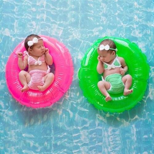 A2UB 3 Pcs Newborn Photography Props Outfits Baby Girl Crochet Headband Shorts Bikini Set Infants Summer Beach Photo Shooting