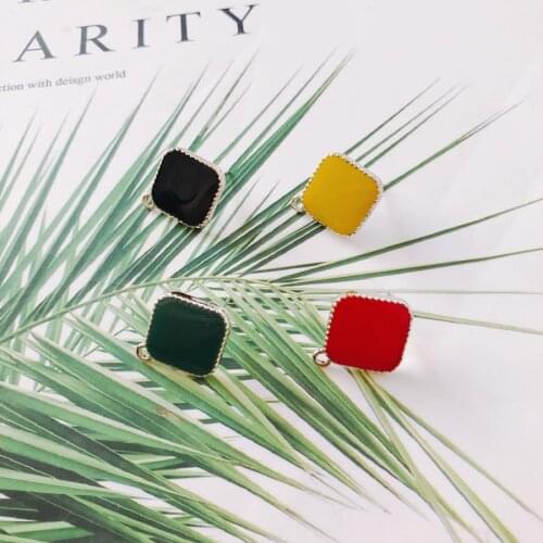 Alloy Square Dripping oil Pendant Charms DIY Material Jewelry Earring Accessories