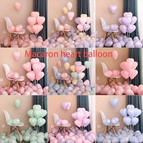 Macaron Color Heart Shaped Latex Balloons Wedding Birthday Party Room Decoration Supplies Thicken Mixed Ballons Decoration Kids