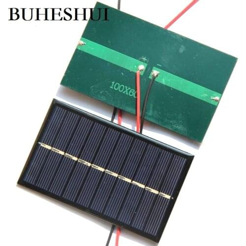 BUHESHUI 150MA 5V Epoxy Solar Cell+Cable/WireSolar Panel Power 3.7V Battery System Light Toy Education 100*60MM Wholesale 500pcs