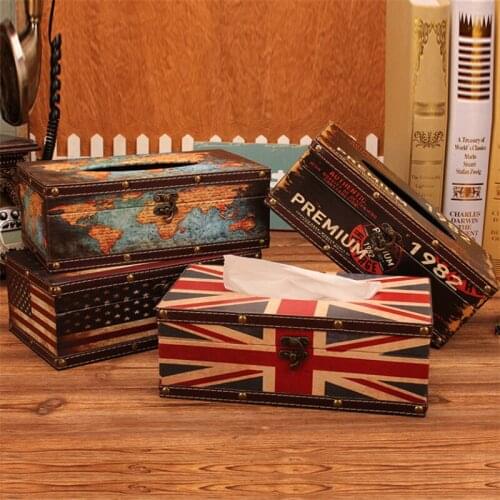 European Style Wooden Tissue Box Creative Office Desktop Napkin Holder Living Room Paper Towel Dispenser Retro Tissue Case
