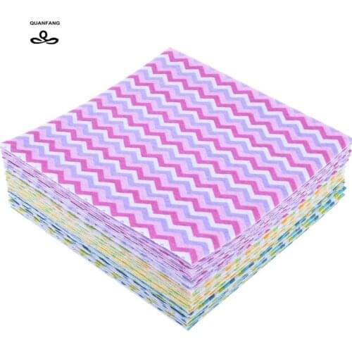 12pcs/lot Printed Felt Non Woven Fabric 1mm Thickness Polyester Cloth For Sewing Dolls Home Decoration Pattern Bundle 15x15cm