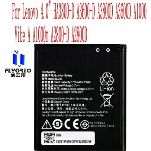 Brand new High Quality 1700mAh BL233 Battery For Lenovo 4.0" HA3800-D A3600-D A3800D A3600D A1000 Vibe A A1000m Mobile Phone